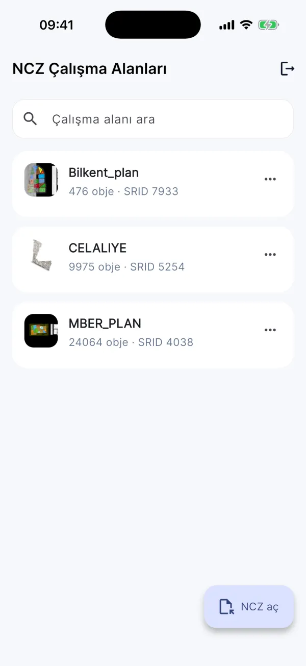 Çalışma alanları listesi